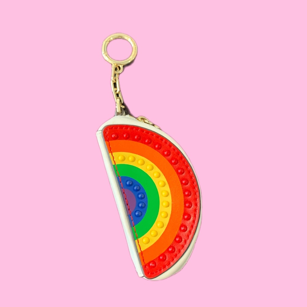 🌈 Michael Kors Money Pieces Leather Rainbow Pride Coin Purse / Bag Charm / Key